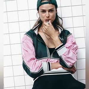 Gola x Anthropologie Hat Trick Windbreaker Jacket Large Pink Green Streetwear